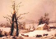 George Henry Durrie Winter Farmyard and Sleigh France oil painting artist